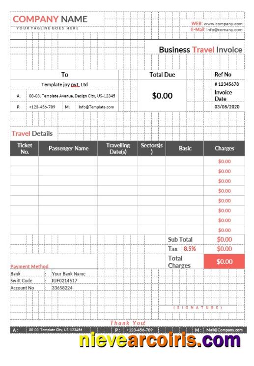 Business Travel Invoice